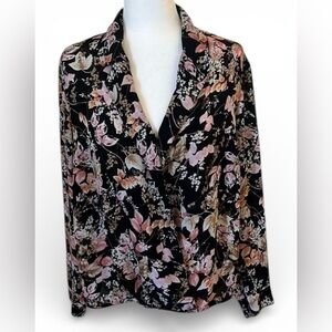 J JILL MULTICOLOR BLACK WITH ROSE COLORED ACCENTS. LONG SLEEVE